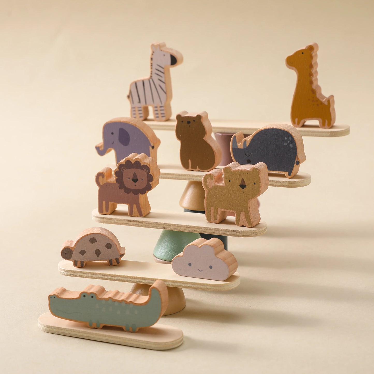 Creative Wooden Animal Stacking Game - Enhances Coordination & Cognitive Skills, Eco-Friendly Toy Set for Kids