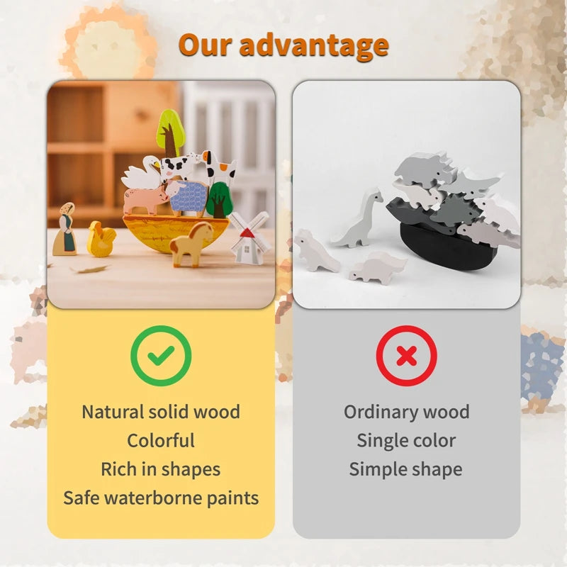 Barnyard Balance Playset- Boost Coordination and Creativity with Eco-Friendly Wooden Farm Animal Stacking Toy