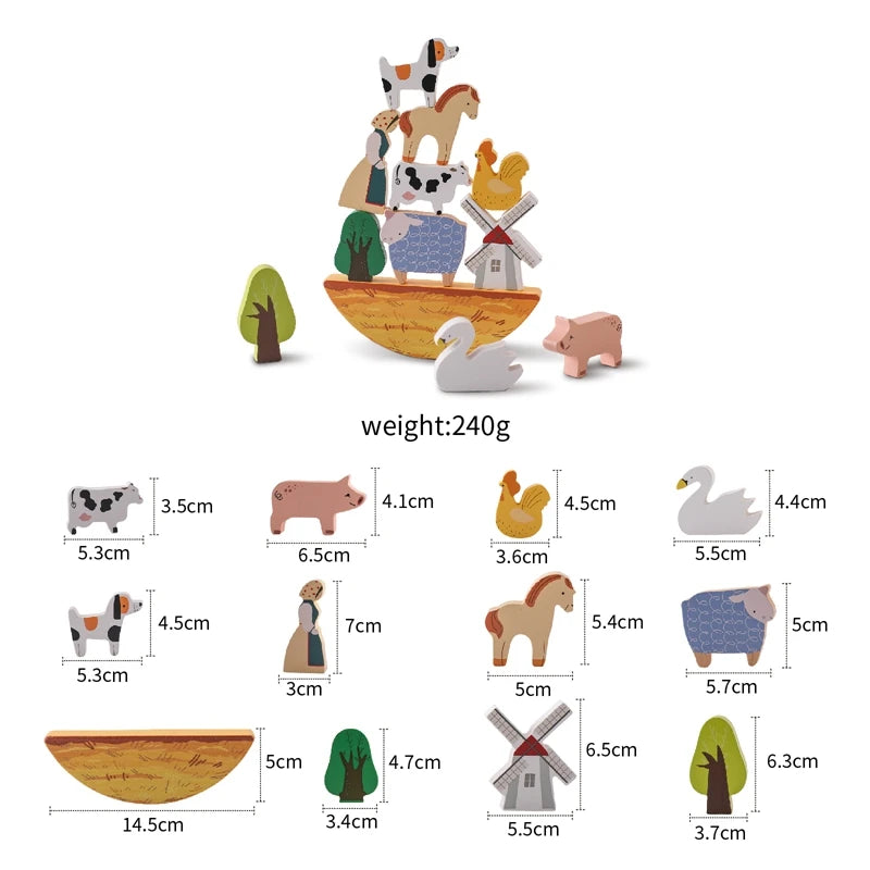 Barnyard Balance Playset- Boost Coordination and Creativity with Eco-Friendly Wooden Farm Animal Stacking Toy