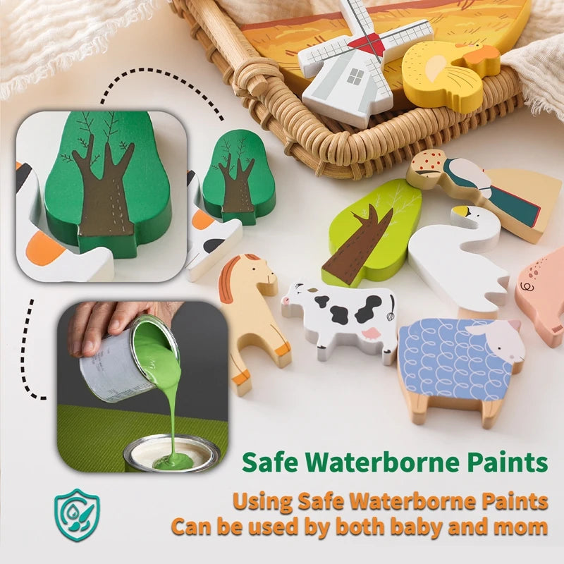 Barnyard Balance Playset- Boost Coordination and Creativity with Eco-Friendly Wooden Farm Animal Stacking Toy