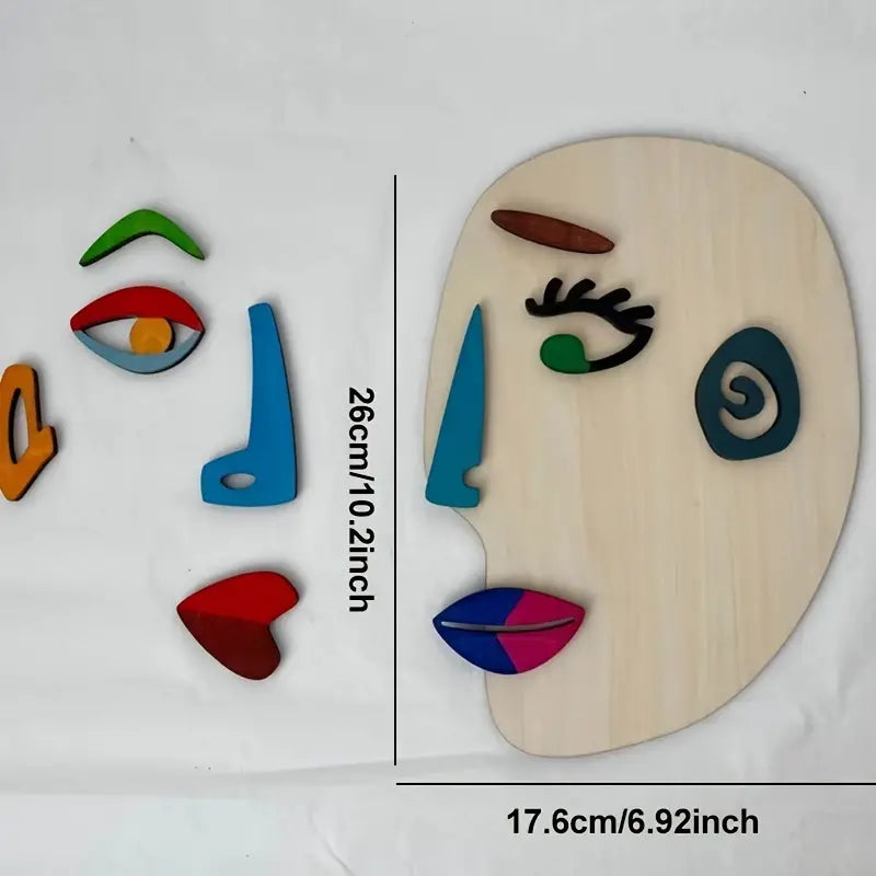 Abstract Face Art Board Game - Kids' Creativity Wooden Puzzle