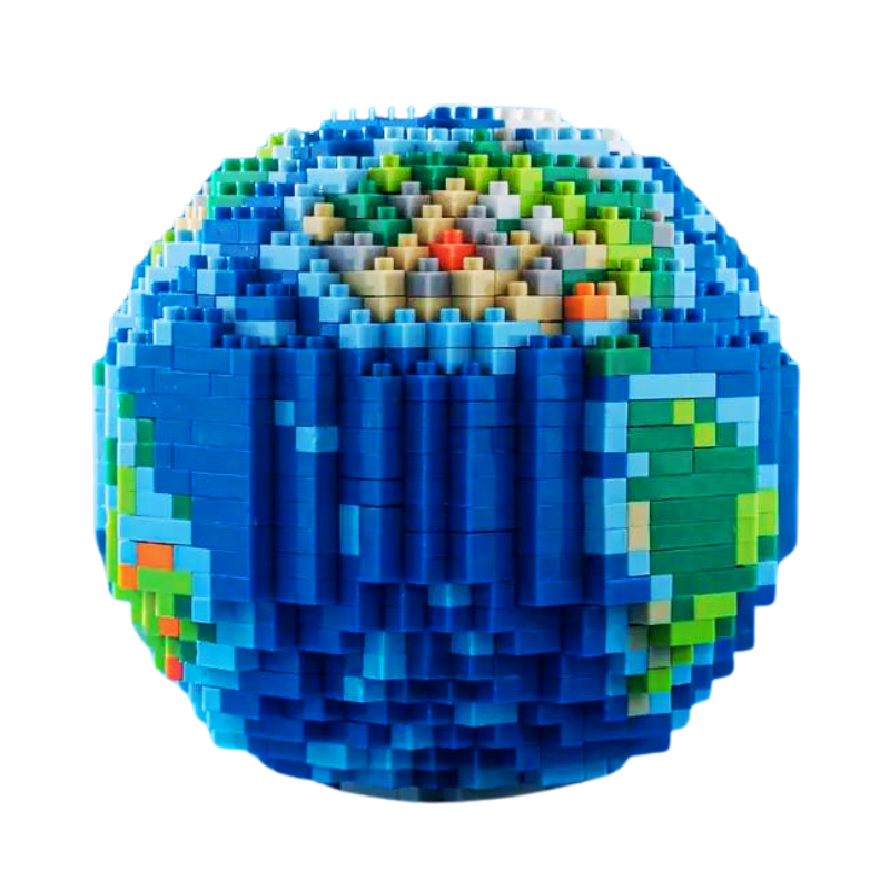 Mini Pixel Earth Pixel Planet Earth Model - 1268pcs Micro Building Blocks Set for Kids ...