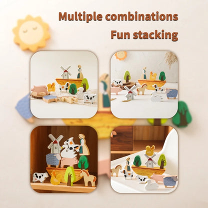 Barnyard Balance Playset- Boost Coordination and Creativity with Eco-Friendly Wooden Farm Animal Stacking Toy