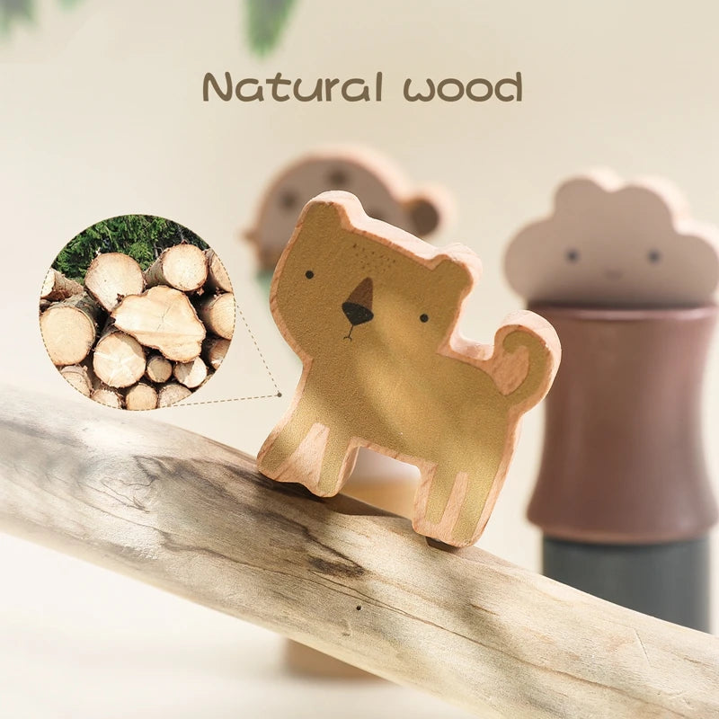 Creative Wooden Animal Stacking Game - Enhances Coordination & Cognitive Skills, Eco-Friendly Toy Set for Kids